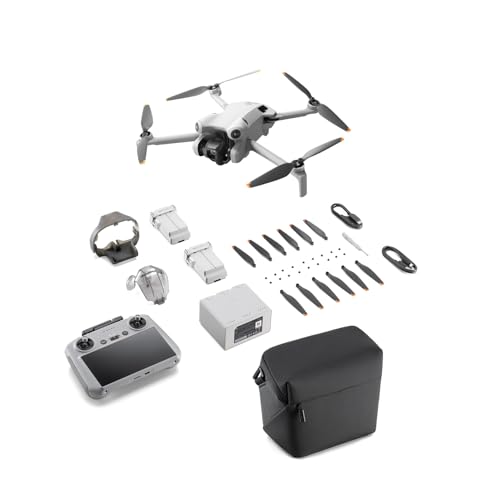 DJI Mini 4 Pro Fly More Combo mit DJI RC 2 Fernsteuerung (Bildschirmfernsteuerung), faltbare Mini-Drohne mit 4K-Kamera, unter 249g, 34 Minuten Flugzeit, 2 zusätzliche Akkus, Klasse-C0