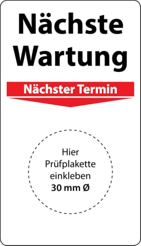 Grundplakette Nächste Wartung, 100 Stück, 70 x 40 mm, Vinylfolie, selbstklebend, Grundetikett für Prüfplaketten