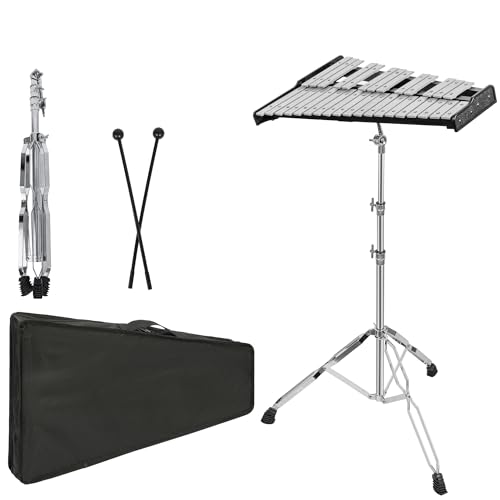 OUUTMEE xylophon 32 Noten Xylophon Glockenspiel Percussion Kit mit Höhenverstellbarem Ständer, Drumsticks