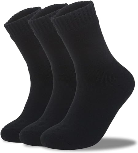 SOHOBABY Herren-Thermosocken, 3 Paar, Schwarz und sortiert, für den Winter, warme Ski-Wanderschuhe, Erwachsene (DE/NL/SE/PL, Numerisch, 39, 45, Regular, Regular, Schwarz)