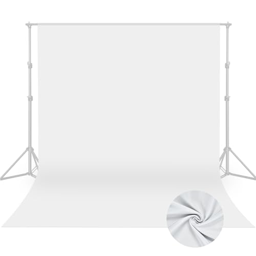 UTEBIT Foto Hintergründe Weiß, 2x3m/6.6x9.8ft Fotoleinwand Tuch Background Polyester Faltbare für Fotografie, Modefotografie, Videoaufnahme und Fernsehen (Klemmzwingen Nicht enthalten)