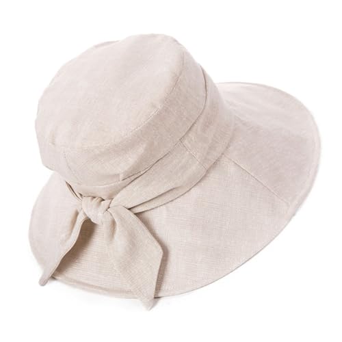 Comhats Sonnenhüte für Frauen mit breiter Krempe, UPF 50 UV-Sonnenschutz, faltbar, Sommer-Strandhut, Baumwolle/Leinen 69045#Beige M