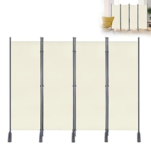 YRHome Paravent Raumteiler 4 teilig 225x180cm flexibel Trennwand Sichtschutz Stellwand Raumteiler Sichtschutzwand mit Kabelbinder & Nägel für Schlafzimmer Wohnzimmer Büro (Beige)