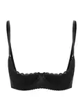 Freebily Damen Büstenhebe Offen Sexy Mit Bügel Hebe BH Ouvert Dessous Spitze Büstenhalter Cupless Bra Erotische Unterwäsche Top Schwarz XXL