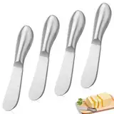 4 Stück Buttermesser, Edelstahl Buttermesser Klein, Käsemesser Dessertmesser Set Marmelade Messer Tafelmesser käsemesser-Set Küchenwerkzeug Besteck für Butter, Käse und Gebäckherstellung 13,3x2,2cm