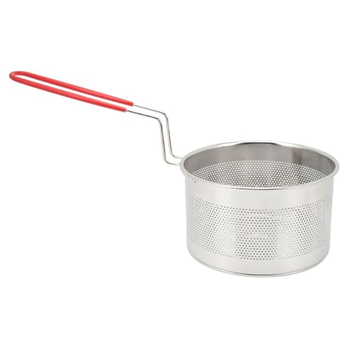 Frittierkorb, Frittierkorb, runder Frittierkorb aus Edelstahl for frittierte Lebensmittel, Filtergriffe, Pommes Frites, Zwiebelringe, Hühnchen, Nudeln, Küchenwerkzeug (mittelgroß, 18 cm)(Size:Small 16