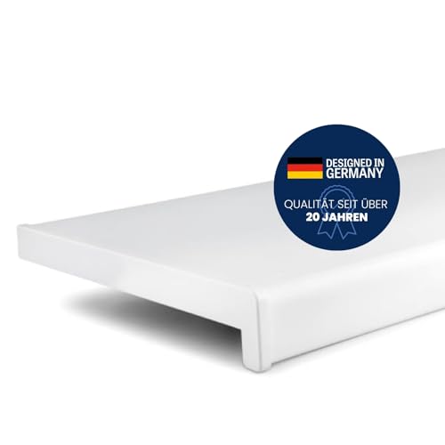 TJ Fensterbank Innen I 20 x 80 cm I weiß I hochwertige PVC Fensterbank mit Seitenabschluss I Fensterbrett kratzfest & feuchtigkeitsundurchlässig I pflegeleichter & langlebiger Fenstersims für Innen