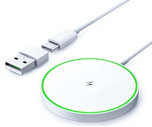 Induktive Ladestation Kompatibel mit Magsafe Ladegerät, 15W Magnetische Wireless Charger Pad Kompatibel mit Apple Ladestation, Schnelles Kabelloses Handy Ladestation Kompatibel mit iPhone und Airpods