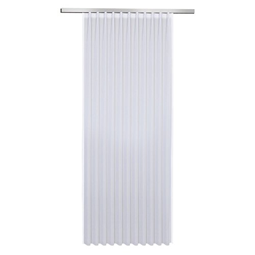 Gardine / Gardinenstore / Vorhang mit Gardinenband MARRY / weiß / halbtransparente Qualität / modernes Einerfaltenband / Gardinenstore in drei Höhen (B/H: 200cm x 245cm)