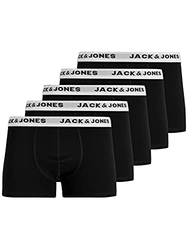 JACK & JONES Herren JACHUEYS Trunks 5 Pack 12200067, Black/White Waistband, S