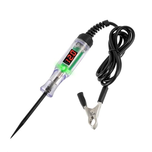 HUAREW Auto Spannungsprüfer KFZ Schaltung Teststift 3-48V Digitaler LED-Spannungsprüfer mit Prüflampeund Krokoklemme, für Stromkreisen Sicherungen Schaltern und Leitungen