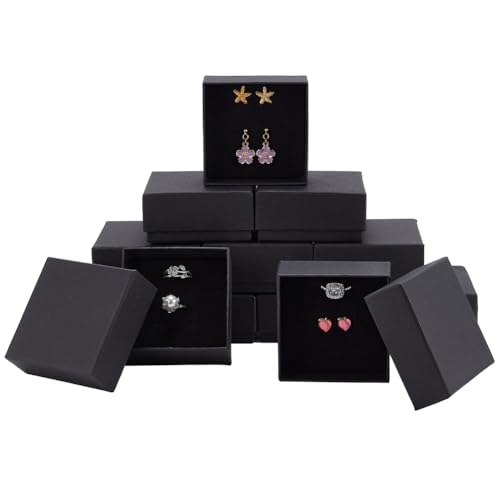 PH PandaHall 12 Stück Schmuckschatullen Quadratische Geschenkbox Kraftpapierbox Mit Schwamm Schmuckverpackungsbox Für Den Verkauf von Ohrringen Halsketten Ringen Valentinstag Weihnachtsgeschäft