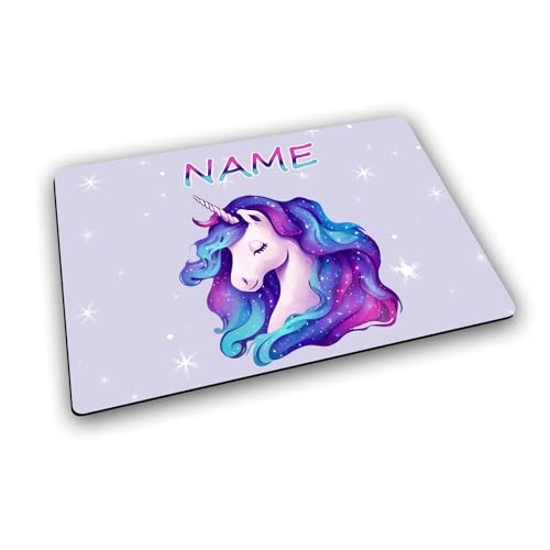 Galaxy Einhorn Textil Tischset mit Name/Gummirückseite/Platzdeckchen Platzset/personalisiert