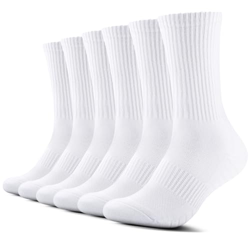 TUUHAW Socken Herren Damen 6 Paar Sportsocken Atmungaktive tennissocken,Weiß 39-42