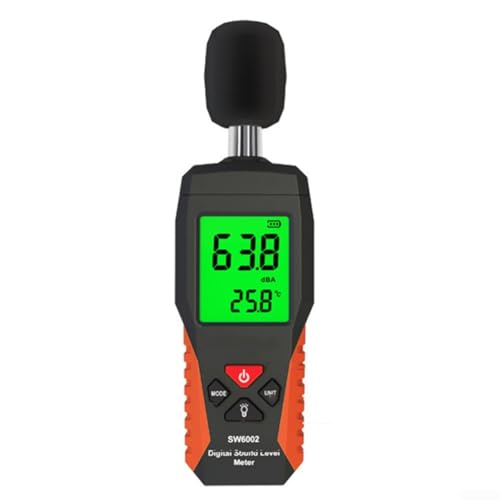 Dezibelmessgerät mit Temperaturerkennung und klarer Digitalanzeige, misst 30 130 dB für verschiedene Umgebungen