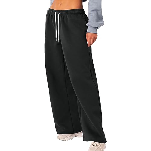 HSUAYEUD Lockere Hose Damen Damen Cargo-Sweatpants Lässige Baggy-Fleece-Hose mit hoher Taille Jogginghose