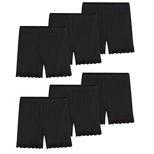 KEREDA Radlerhose Mädchen Kurze Hose Kinder Shorts Kurze Leggings Panty Spitzen 2-10 Jahre (6er-Pack), Schwarz, 5-7 Jahre