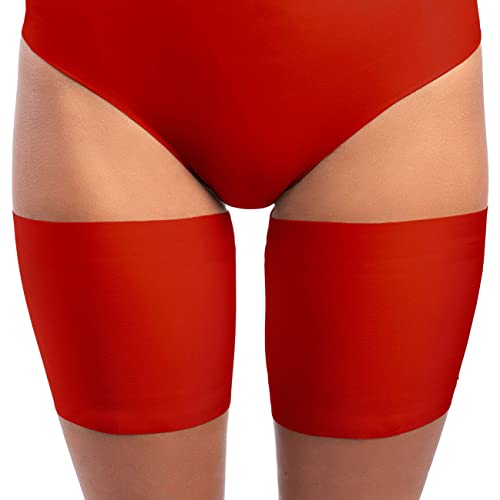 looksy Elastische Rot berschenkelbänder Unisex Anti-Scheuern dehnbar verhindern Oberschenkel Reiben Satin gefüttert Protektor Anti-Rutsch-Silikon, Rosso Gr. M