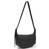 GSenhui Halbmond Crossbody Bag Gewebte Schultertasche Tote Bag Geflochtene Tasche Umhängetasche Frauen mit Reißverschluss Woven Half Moon Bag für Täglich Arbeiten Freizeit