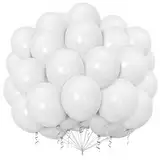 Luftballons Weiß,100 Stück 12 Zoll Weiße Latex Ballons für Jungen Mädchen Partydeko Geburtstags Hochzeits Babyparty Festival Jahrestag Deko