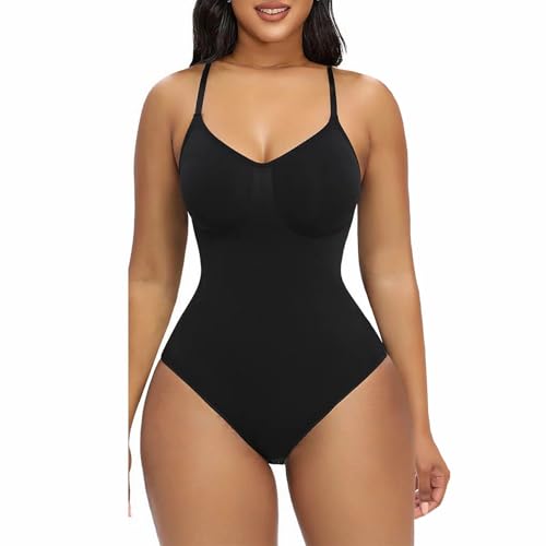 DOEOMK Shapewear Damen, Shapewear Damen Bauchweg Bodysuit Formender, Bauchweg Body Shaper Damen, Atmungsaktiven Materialien mit Verstellbarer Schultergurt Effektive Körperformung für Perfekte Kurven L