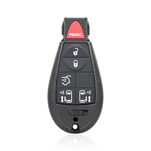 Unifizz Ersatz Keyless Entry Fernbedienung Auto Schlüsselanhänger 6 Tasten für Dodge Grand Caravan für Chrysler Town and Country mit Türschlüssel Chip 46 Schwarz M3N5WY783X 433Mhz