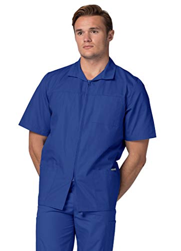 Adar Universal Herren Pflegebekleidung - Kurzärmelige Jacke mit Reißverschluss - 607 - Royal Blue - 3X