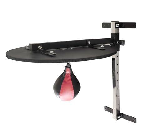 LISARO Speed Ball zur Wandmontage, Höhenverstellbar, Für schneller und Intensives Boxtraining, Stabile 60cm Holzplattform, Inklusive Speedball, Boxing-Reaktionsball, Plattform Set.