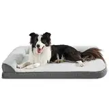 Lesure orthopädisches Hundebett große Hunde - 106.6x76x16.5cm Hundesofa mit eierförmiger Kistenschaum und wasserdichtes Innenfutter, gemütliches waschbares Hundecouch Bettchen, grau