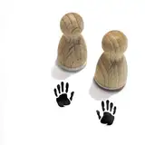 Stemplino® Stempel - Motiv: 2er Set Hand - 2 Stempel Hand links und rechts - Holzstempel Wichtelhand Stempel Wichtelzubehör Wichtel Spuren (12mm) F81+F82