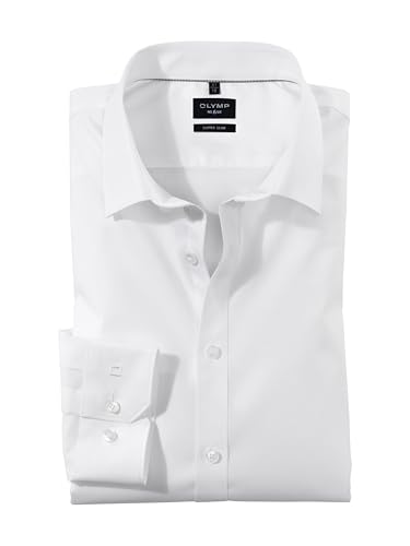 OLYMP Herren Businesshemd Langarm No.Six,Einfarbig,super Slim,Urban Kent,Weiss 00,42