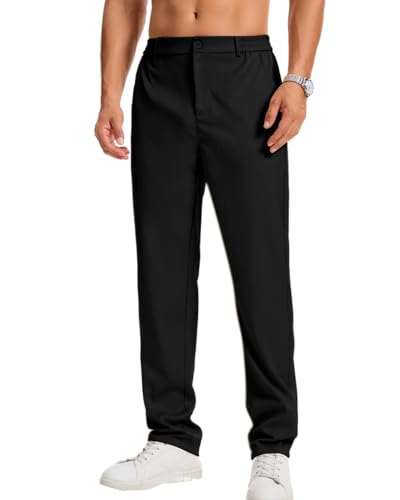 LVCBL Chinohose Herrenhose Angenehme Praktische Männer Hosen für Herren Casual Schwarz 3XL