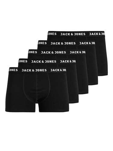 JACK&JONES JUNIOR Jungen Jachuey Trunks 5 Pack Noos Jnr Boxer Shorts, Black/Pack:black - Black Black Black, 164 EU