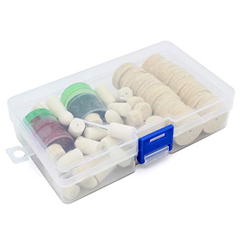 Yuhtech Filz Polieraufsatz Set, 76 Pcs Wolle Polierscheiben Buffer Rad Polierer Kit für Multifunktionswerkzeug