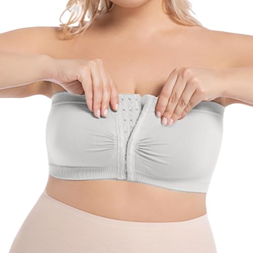 Bustier Damen Große Brüste Damen Trägerloser BH Push up Mit Vorderer Schnalle Bustier Seamless Soft Super Bequemer Bandeau BH Starker Halt rutschfest Trägerloses Top Ohne Träger Tube Top