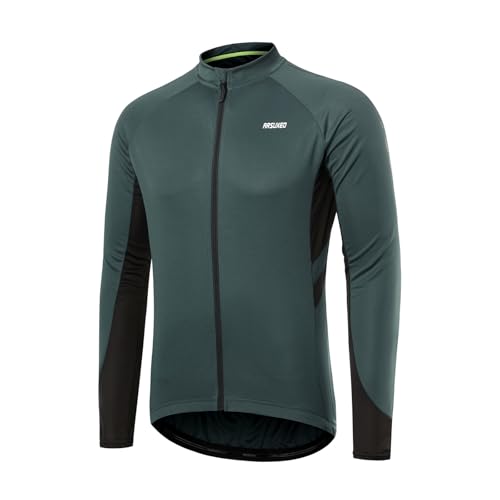 ARSUXEO Radtrikot für Herren, Fahrradtrikot Langarm, Radfahren Shirt, Radsport Trikot MTB Fahrrad-Bekleidung 6030 Granatgrün XL