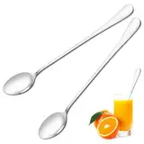 2 Stück Langer Stiel Rührlöffel Edelstahl Latte Macchiato Löffel Set Latte Macchiato Eislöffel Edelstahl Eislöffel Lang Dessertlöffel für Cocktails Tee Kaffee Milchshake, 19.3cm