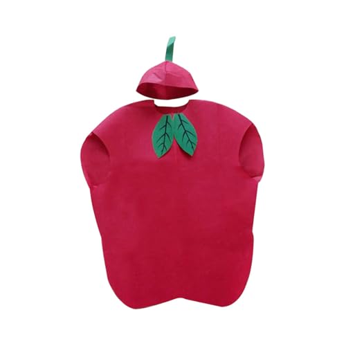 Harilla Erwachsene Obst Kostüm Outfit Requisiten für Männer Frauen Süße Lebensmittel Cosplay Kostüme mit Hut Kostüm für Karneval Bühnenauftritt, Apfel