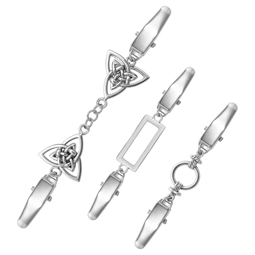 cobee 3 Stück Silber Cardigan Clips, Vintage Pullover Clips für Frauen, Brosche Strickjacke Clips Kragen Clips Verschluss Metallclip für Pullover Kleider Strickjacken Hemden Schals Tücher (3 Stile)