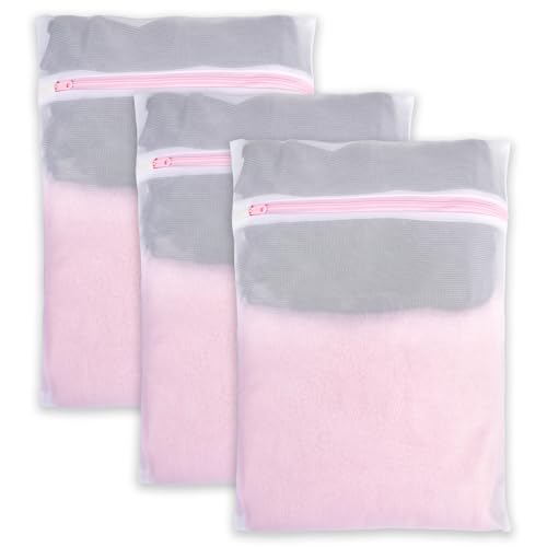 3er Pack Wäschenetz für Waschmaschine, Wäschesack Wäschebeutel Klein mit Reißverschluss, 30 x 40cm Laundry Bag für Bluse, Schuhe, BH, Socken, Babykleidung Usw