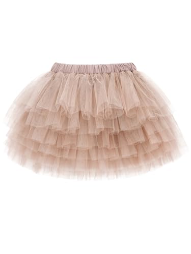 Camilife Baby Kleinkind Mädchen Tuturock Kuchenrock Tütürock Stufenrock Prinzessinrock Minirock Ballett Tutu mit Elastischer Bund Kostüm Basic - Khaki-rosa Herstellergr. 80