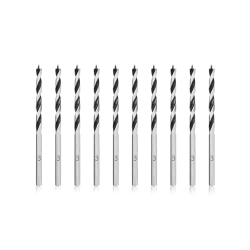 Meccion Holzbohrer 3mm 10Pcs Holzschlangenbohrer Brad Point Holzspiralbohrer Professional Holzbearbeitungbohrer