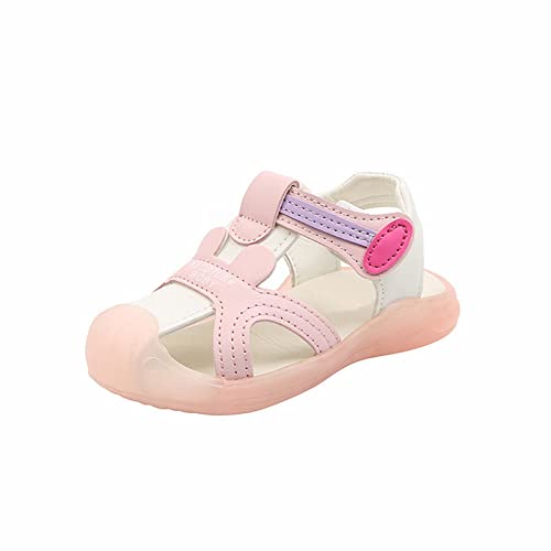 YANFJHV Sommer Anti Kick LED leuchtende Sandalen 1 bis 6 alt Kinder helles Licht Strandschuhe Baby weiche Sohlen Kleinkinderschuhe Sandalen 26 (Pink, 25.5 Toddler)