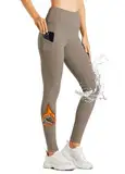 WILLIT Fleece gefütterte Leggings Damen Wasserbeständig Thermohose warme Winterhosen Yogahose Laufhose Strumpfhosen Hohe Taille Taupe M