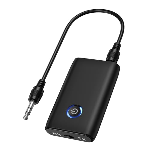 LOFICOPER 2 in 1 Bluetooth 5.0 Adapter, Mini Aux Musik Adapter, Mini Audio Empfänger Transmitter 3,5mm, mit Typ-C Wiederaufladbar, für TV, Heimstereo, Kopfhörer