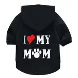 Izefia Kapuzenpullis für Hunde Hund Kapuzenpullis für Kleine Hunde Kleidung Ich Liebe Meine Mutter Fleece Pullover Winter Sweatshirt Warme Baumwolle Hund Kapuzenpullis für Kleine Hund Katze