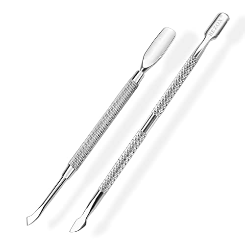 BEZOX 2 PCS Nagelhautschieber, 2 in 1 Profi Nagelschieber Spatel Pusher - Edelstahl Metallspatel Cuticle Pusher für Maniküre, Pediküre