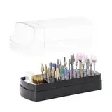 2 in 1 Nagelbohrer-Bits Halter und Nagelbohrer-Bits Bürsten,30 Löcher Nagelbohrer Aufbewahrungsbox Organizer Container Displayer Maniküre Werkzeuge(nicht Enthalten Bohrer) (Black)