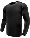 1er Pack Langarmshirts für Herren, Schnelltrocknend Funktionsshirt Herren Langarm Laufshirts, Atmungsaktiv Langarm Sport Shirt Gym Running Top Outdoor Workout Fitness Oberteil für Männer Black-L