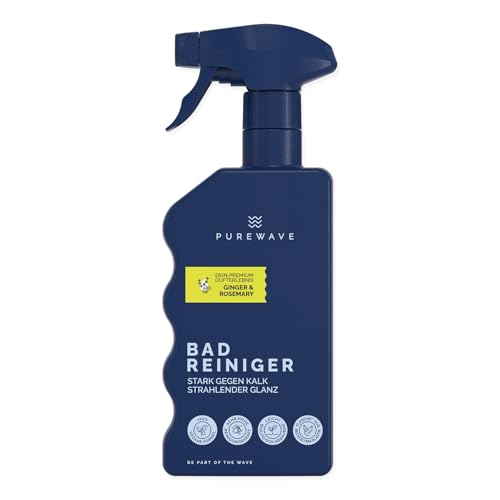 PUREWAVE Badreiniger Ginger Rosemary – natürlicher Badreiniger, vegan, effektiv gegen Kalk und Seifenreste, frischer Duft nach Ingwer und Rosmarin, 500 ml